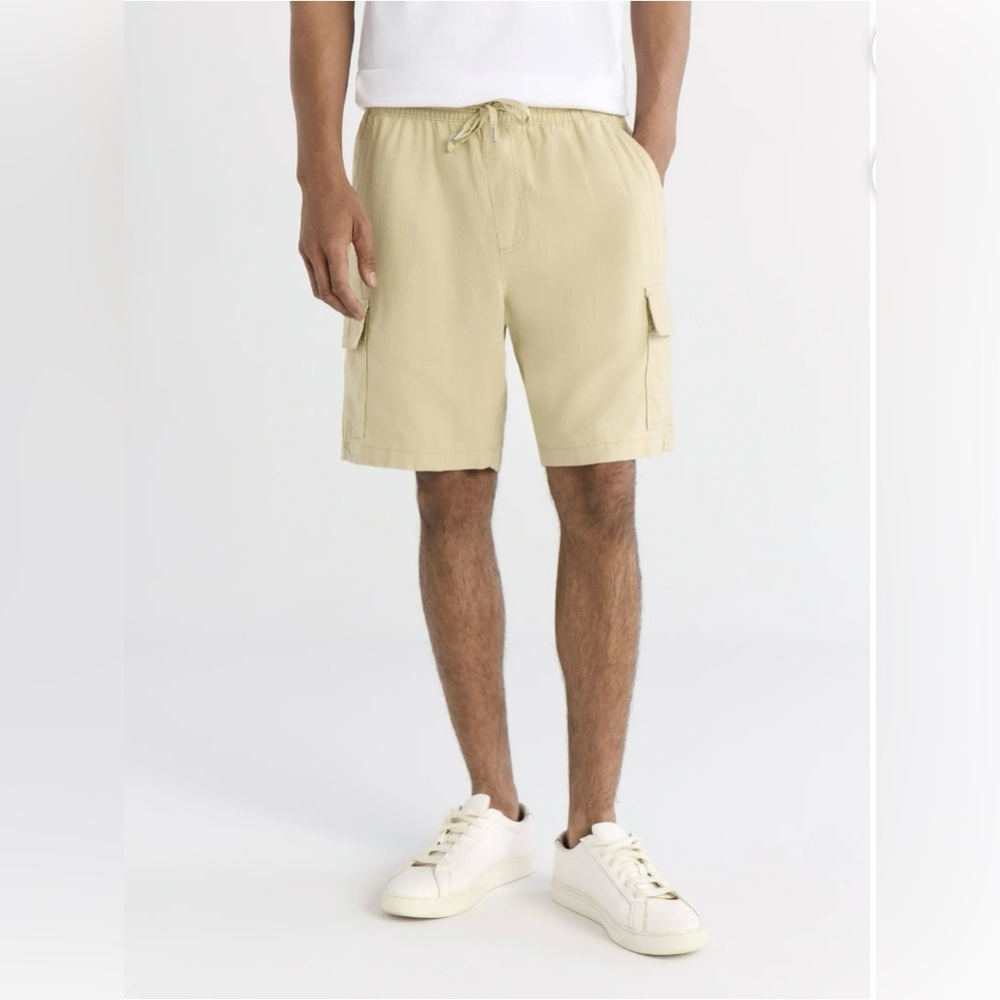 Free Assembly Men’s Linen Blend Pull On Cargo Shorts size S